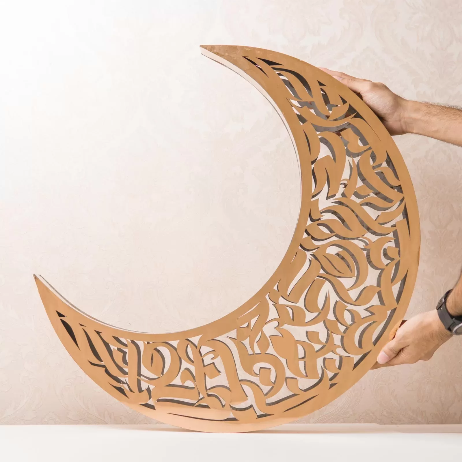 Moon Calligraphy Metal Showpiece